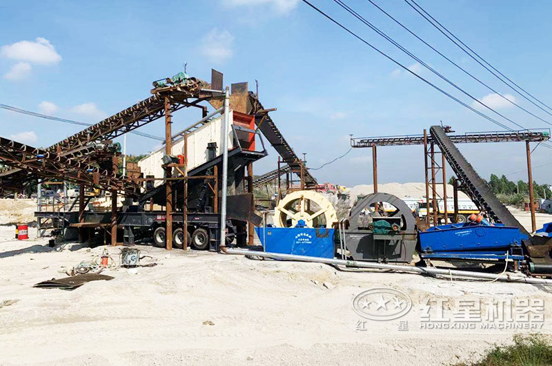 可移動河卵石制砂生產線現場 可移動河卵石制砂生產線現場