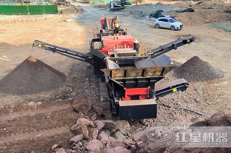 移動式打沙機建筑垃圾破碎現場 移動式打沙機建筑垃圾破碎現場